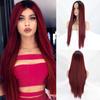 Парик красного вина, длинные прямые волосы, средняя часть, косплей, натуральное синтетическое термостойкое волокно, блондинка, черный, розовый, женский, на каждый день, поддельный