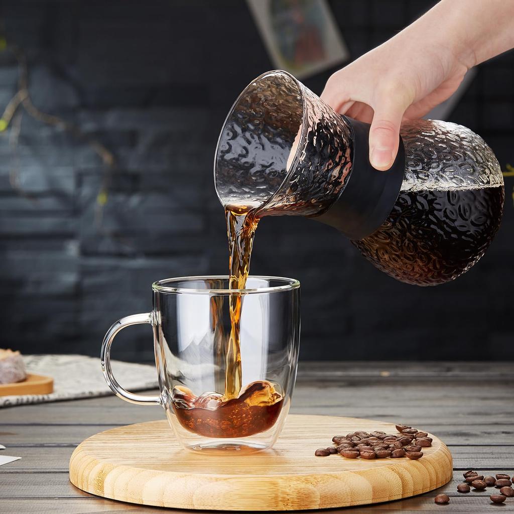 Чай Pokaro, термостойкий, безбумажный кофейный фильтр, стильный, капельный, многоразовый, из нержавеющей стали, двухслойный, стеклянный, ручной, капельный, микроволновая печь