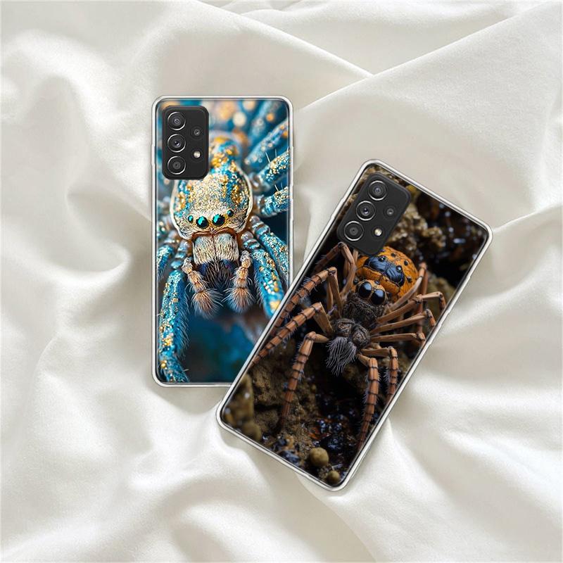 Чехлы для телефона «Пауки на паутине» для Samsung A54 A57 A37 A17 A14 A15 A12 A24 A34 A55 A35 A25 A52S A07 A05S A04S A22 A32 A72