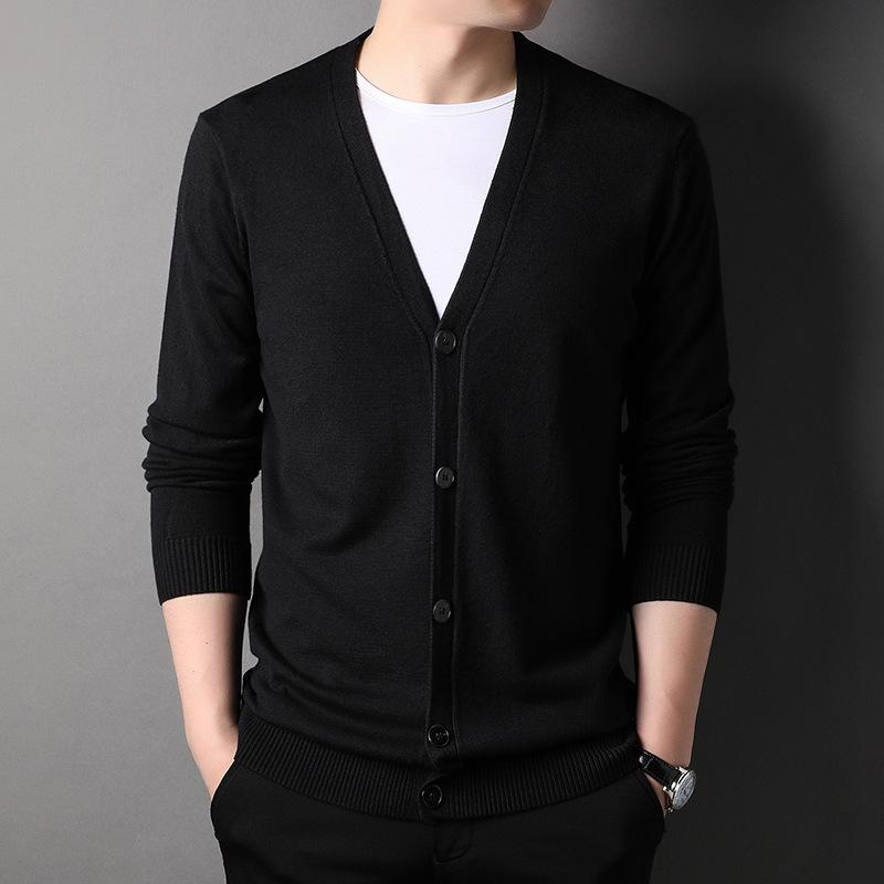 Autumn New Men's Korean Style Trendy Jackets for Young and Middle-aged Men's Long-sleeved Sweater Knitted Cardigan Jackets