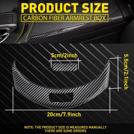 Center Armrest Box Switch Panel Fit Benz C250 C300 C350E 2015- Carbon Fiber