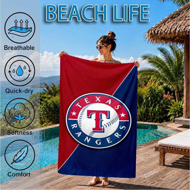 Baseball Rangers Map Beach Towel, Microfiber Beach Towel, Perfect For Pool, Beach, Travel, Home Decor Beach Party Fan gifts