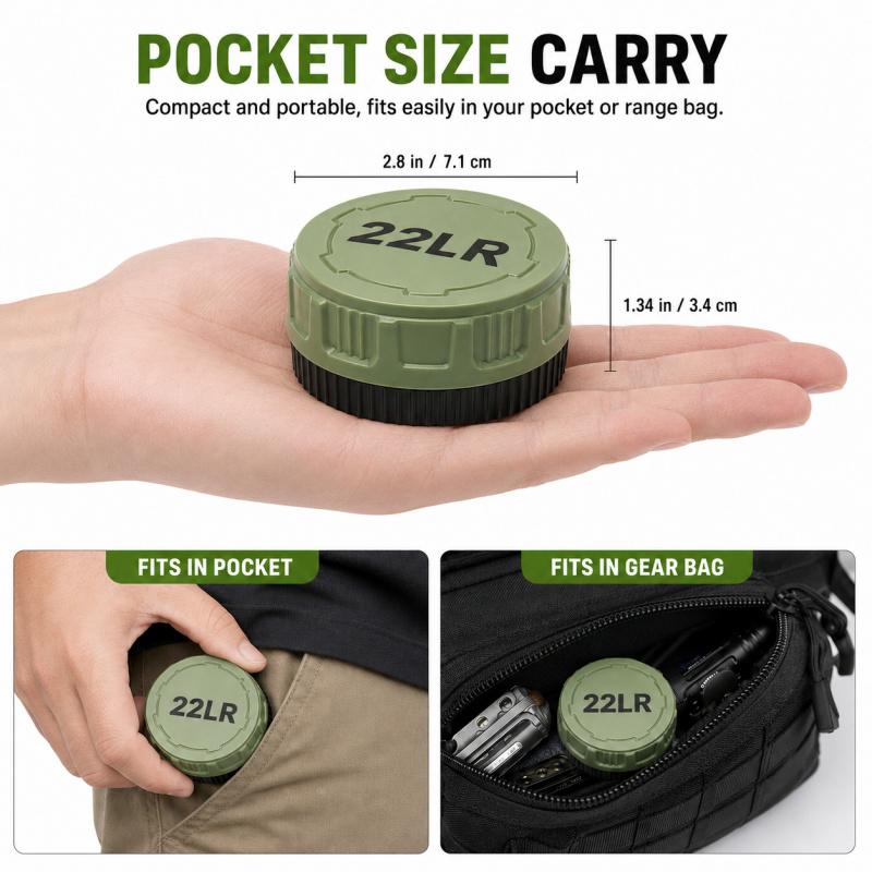 22LR Round Storage Box 50-Round Pocket Case With Screw Lid Durable Mini Organizer For Small Caliber Rounds