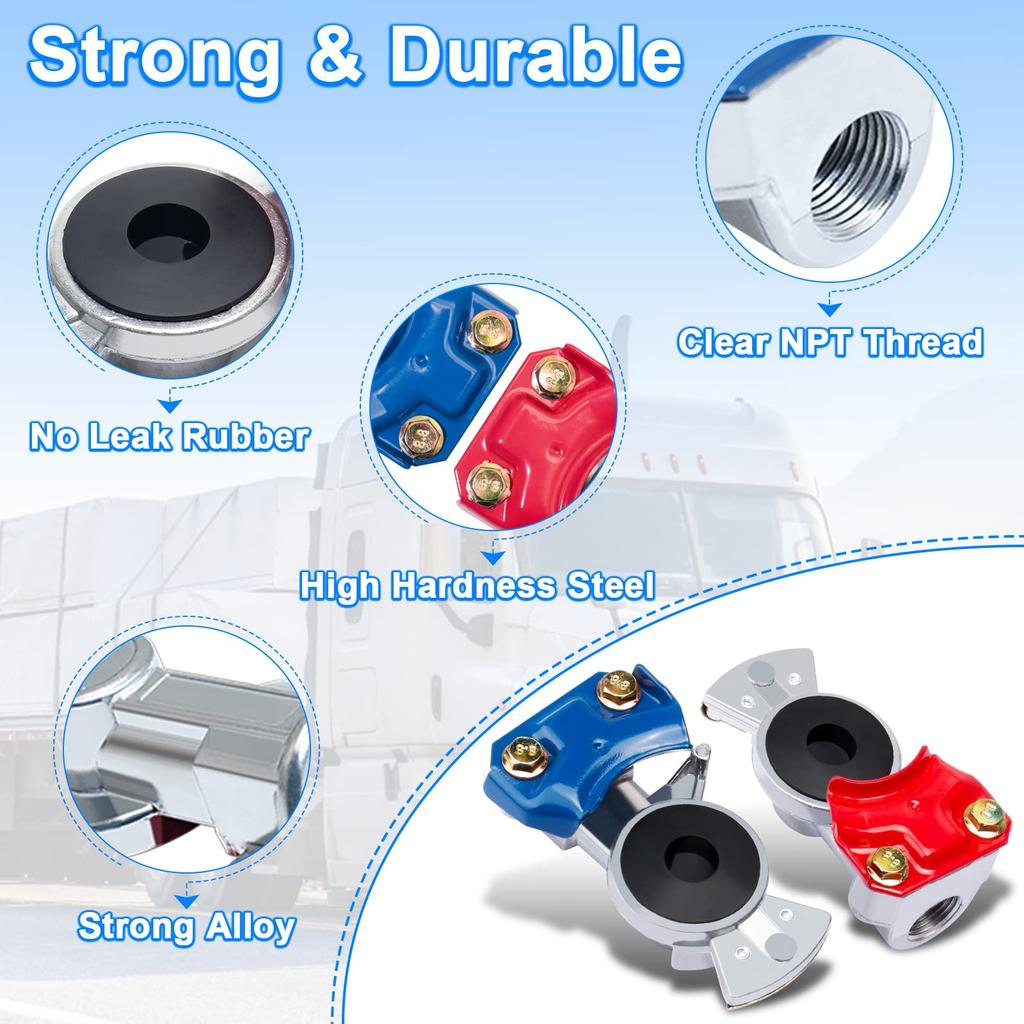 Boeray Glad Hand Air Glad Hand for and Trailers with Extended Tractor Glad Hand Grip with Seal for Air Hose Cargo Liner Handle, Semi-Trucks Handle,