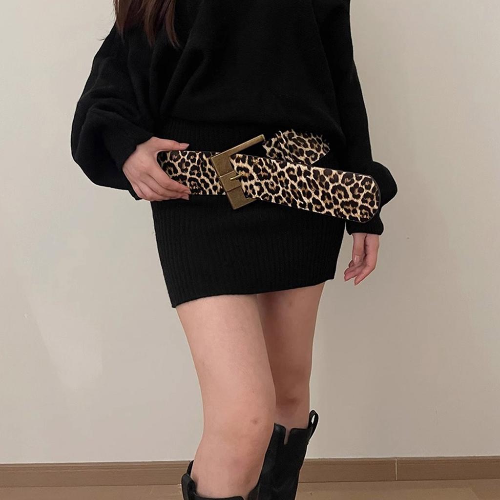 Animal Print Belt Trendsetting Leopard Wide Waistband Daily Use Waist Belt for Fashion Enthusiasts