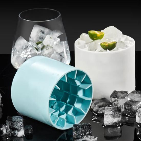 Silicone Ice Cube Mold Cylinder Ice Maker for Home Refrigerator Easy Release Quick Ice Making Tray Food-grade Bar Tools