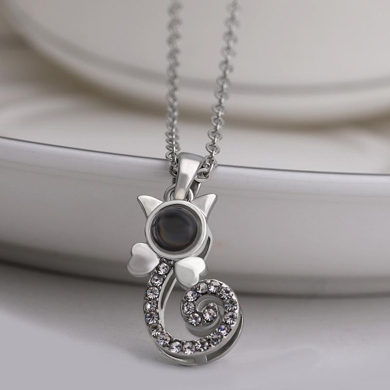Douyin Kuaishou Same Love Pendant 100 Languages I Love You Projection Memory Necklace Jewelry