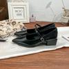Женские туфли на высоком толстом каблуке не утомляют ноги, французские однословные туфли-лодочки с острым носком, новая модная коллекция весна-лето 2025, женщины Хуэйчжоу