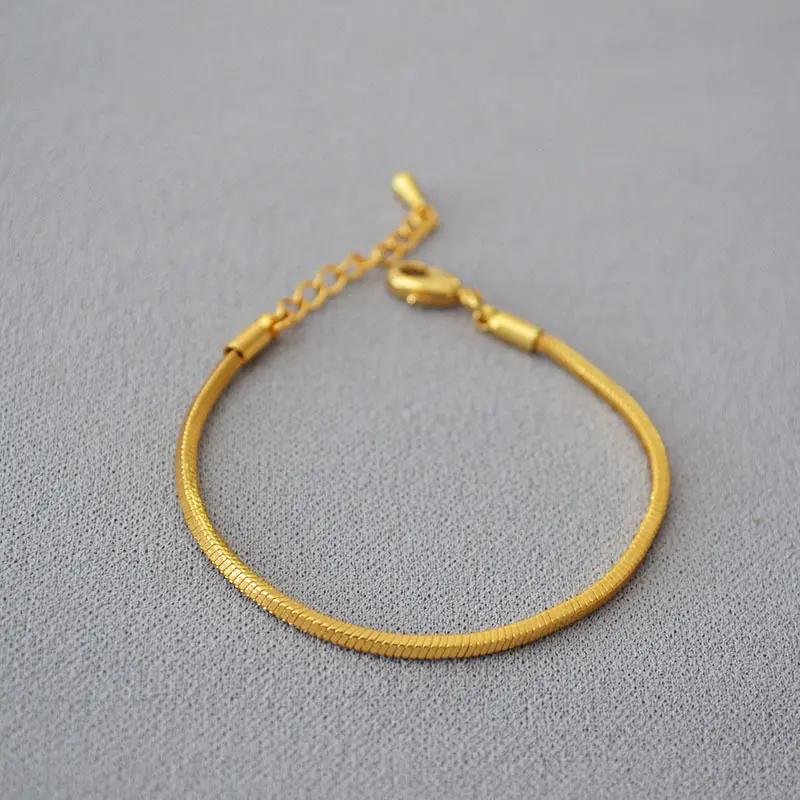 European American Niche Vintage Brass Gold Plated Square Snake Chain Simple Personality Versatile Bracelet