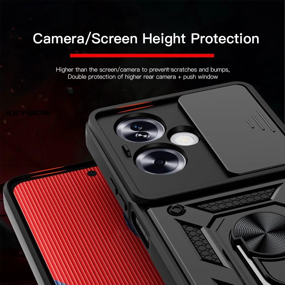 KEYSION Противоударный защитный чехол для OPPO A79 5G A78 A58 4G, защитное кольцо для объектива камеры, чехол-подставка для телефона для OPPO A38 A18 4G