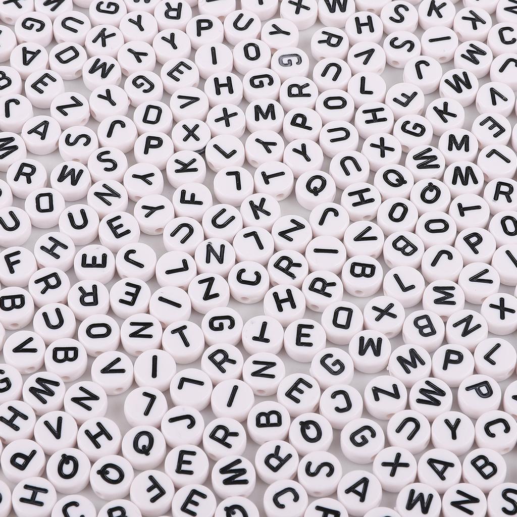 Бусины ручной работы 4*7мм Акриловые россыпные бусины Бусины с алфавитом Плоские бусины Ручная работа DIY Детское раннее образование Изготовление бижутерии Аксессуары Браслет