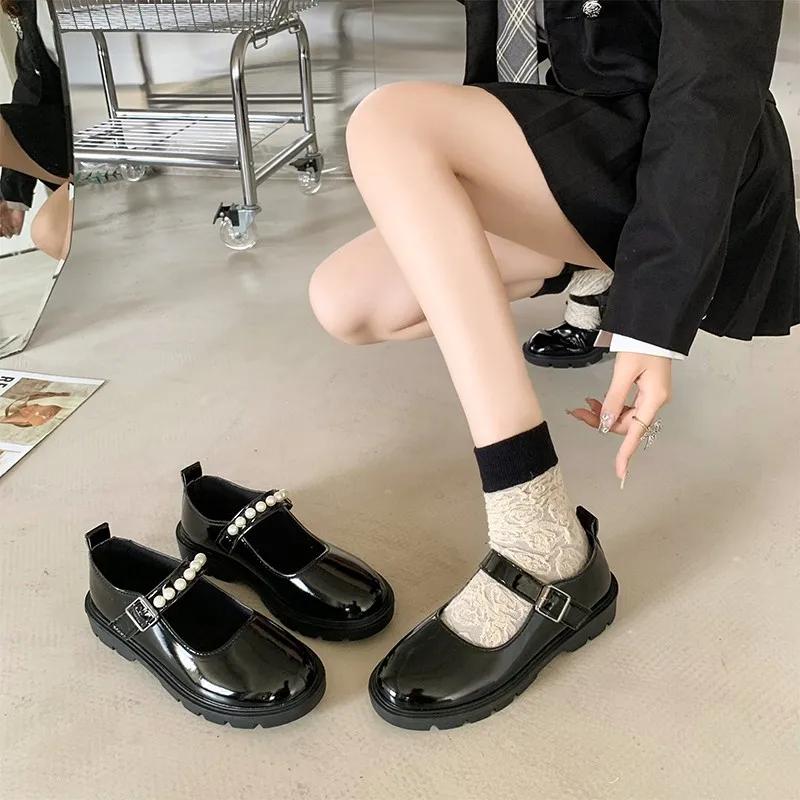 Модная обувь Мэри Джейн Женская обувь на каблуке 6 см Платформа Лолита Белая Женская обувь Школьница Студентка Колледжа Милая На низком каблуке Женская Zapatos Mujer
