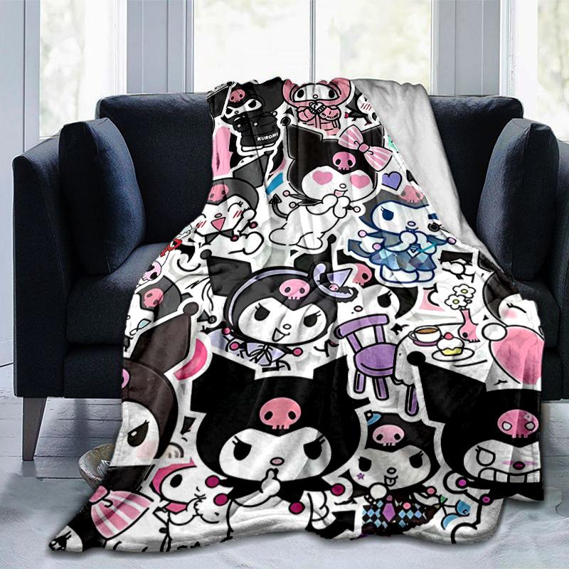1pc Kuromi Collage Throw Blanket, Cartoon Character Decorative Blanket for Room, Soft Bedding Cover, Perfect Gift for Birthday or Holiday Season, Suit
