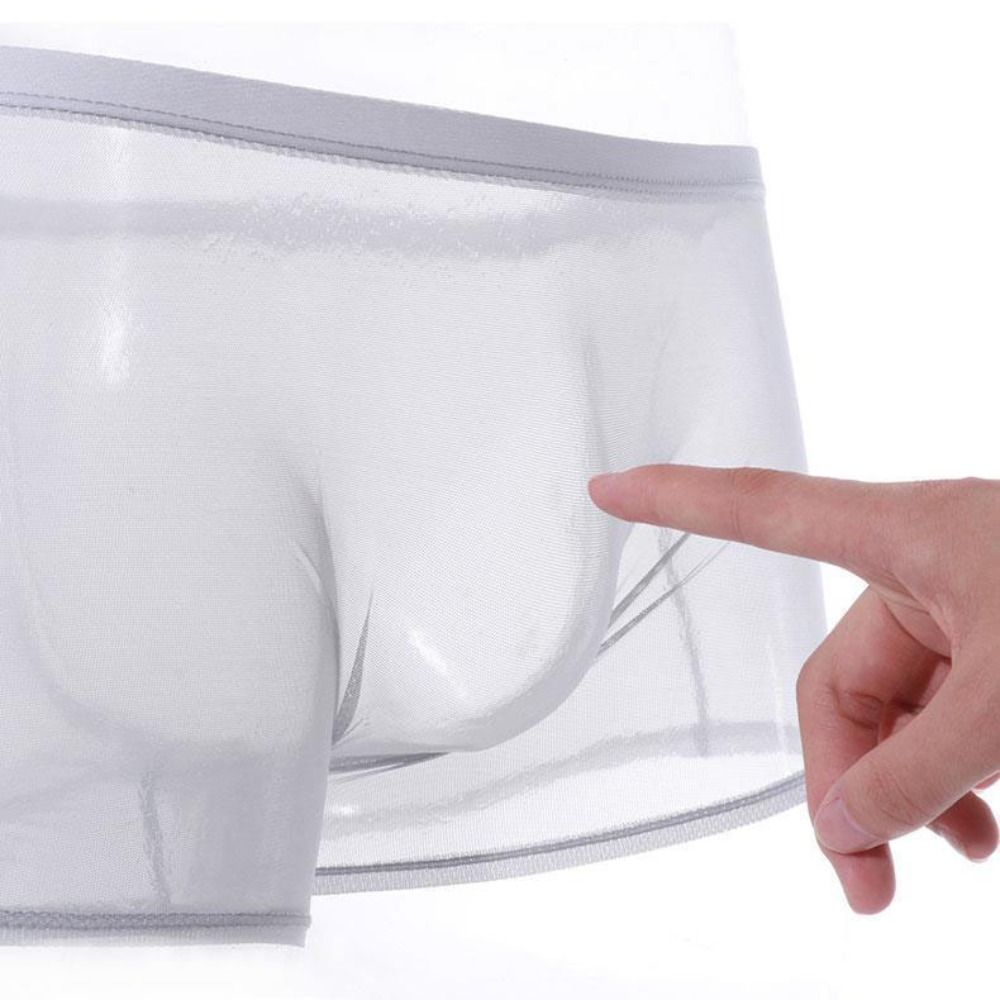 Мужское нижнее белье Прозрачные боксеры Bulge Ice Silk See Through Трусы Сексуальные трусы Трусики с низкой талией Нижнее белье
