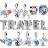 925 Sterling Silver Charms Pendant Beaded Travel Airplane Trunk Charms Fit Bracelet For Womenewelry Gift