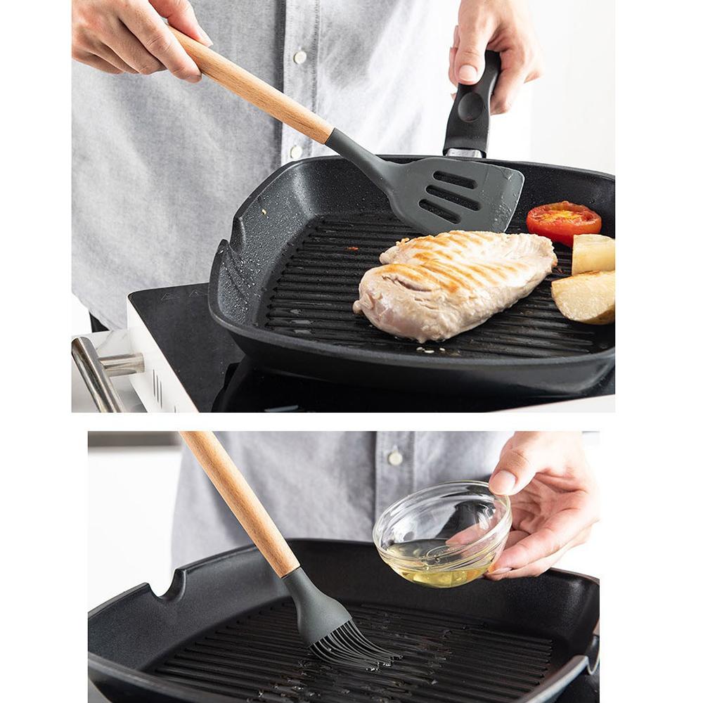 Черный силиконовый набор кухонных принадлежностей, кухонные принадлежности, термостойкие кухонные принадлежности с антипригарным покрытием, кухонные принадлежности для выпечки с коробкой для хранения