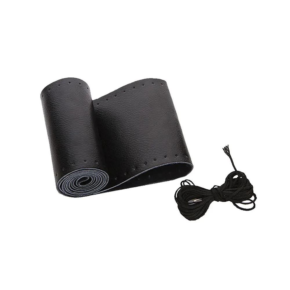 1 комплект, универсальный автомобильный чехол на руль из натуральной кожи, дышащий, удобный, сделай сам, сшитый вручную, чехол для оплетки рулевого колеса автомобиля