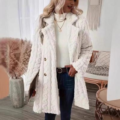 2024 Теплое шерстяное двубортное плюшевое пальто с лацканами пиджачного типа - Удобный европейский и американский стиль