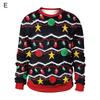 Couple Christmas Sweatshirt Christmas Print Loose Long Sleeves Colorful Round Neck Warm Unisex Elk Thick Women Men Sweatshirt for Party