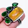 Natural Fluorite, Diopside Gemstone 925 Sterling Silver Ring Size 7.5 b4Z90