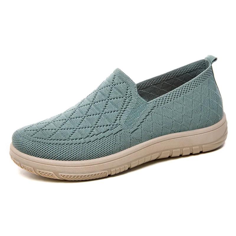 Весенние туфли Slip on Vulcanize для женщин 2025 г., дышащие сетчатые полые туфли на плоской подошве, удобные нескользящие повседневные туфли для мам