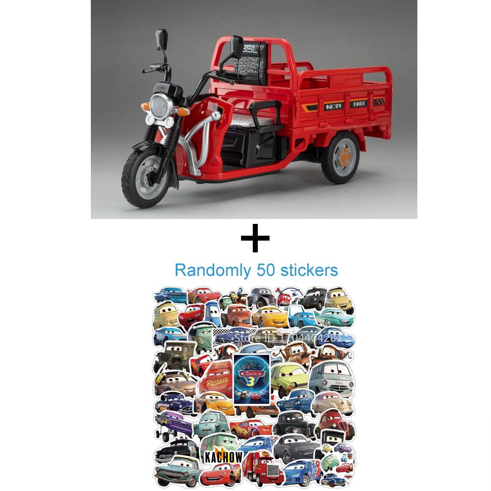 1:12 Электрический трехколесный велосипед Сплав Модель автомобиля Игрушки Литой мотоцикл Рулевое управление передним колесом Звук Свет Оттягиваемый назад Транспортное средство Мальчик Коллекционная игрушка