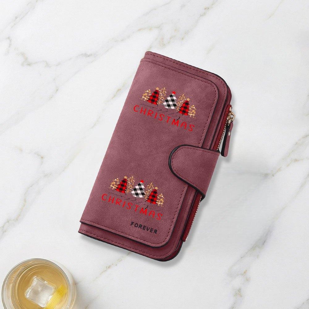 Christmas Decorative Printed Long Wallet Multifunctional Portable Coin Purse With Clasp Large Capacity Clutch Bag Suitable For Daily Commuting Fun