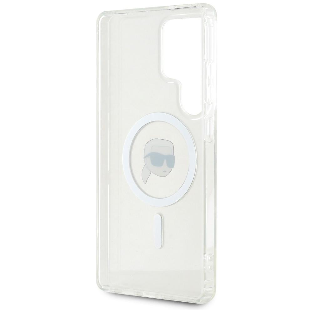Etui Karl Lagerfeld Button Karl Head     Printed Logo Magsafe Do Samsung Galaxy S25 Ultra Biały
