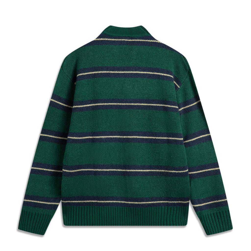 Li Ning Comfortable Casual Simple Cardigan Long Sleeve Knitwear Men Tops Green AMBU233-5