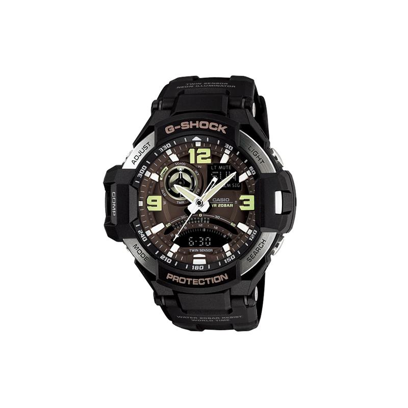 Casio CASIOG-SHOCK Авиационная серия GRAVITYMASTER Военный стиль Летающий Классический стрелочный Двойной дисплей Циферблат Спортивный Водонепроницаемый Кварцевый механизм GA-1000-1B