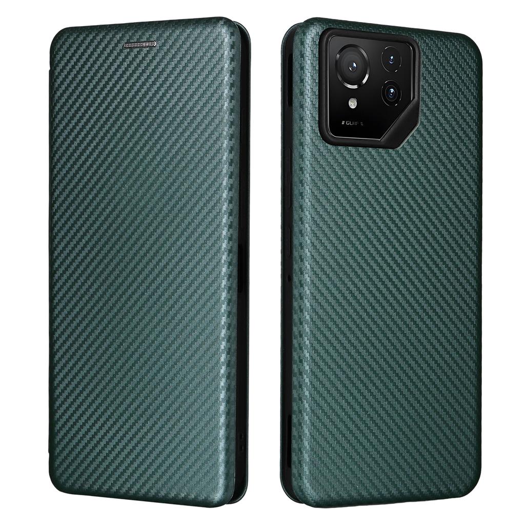 For Asus ROG Phone 9 5G Case Carbon Fiber Texture Drop-Proof PU Leather Phone Cover