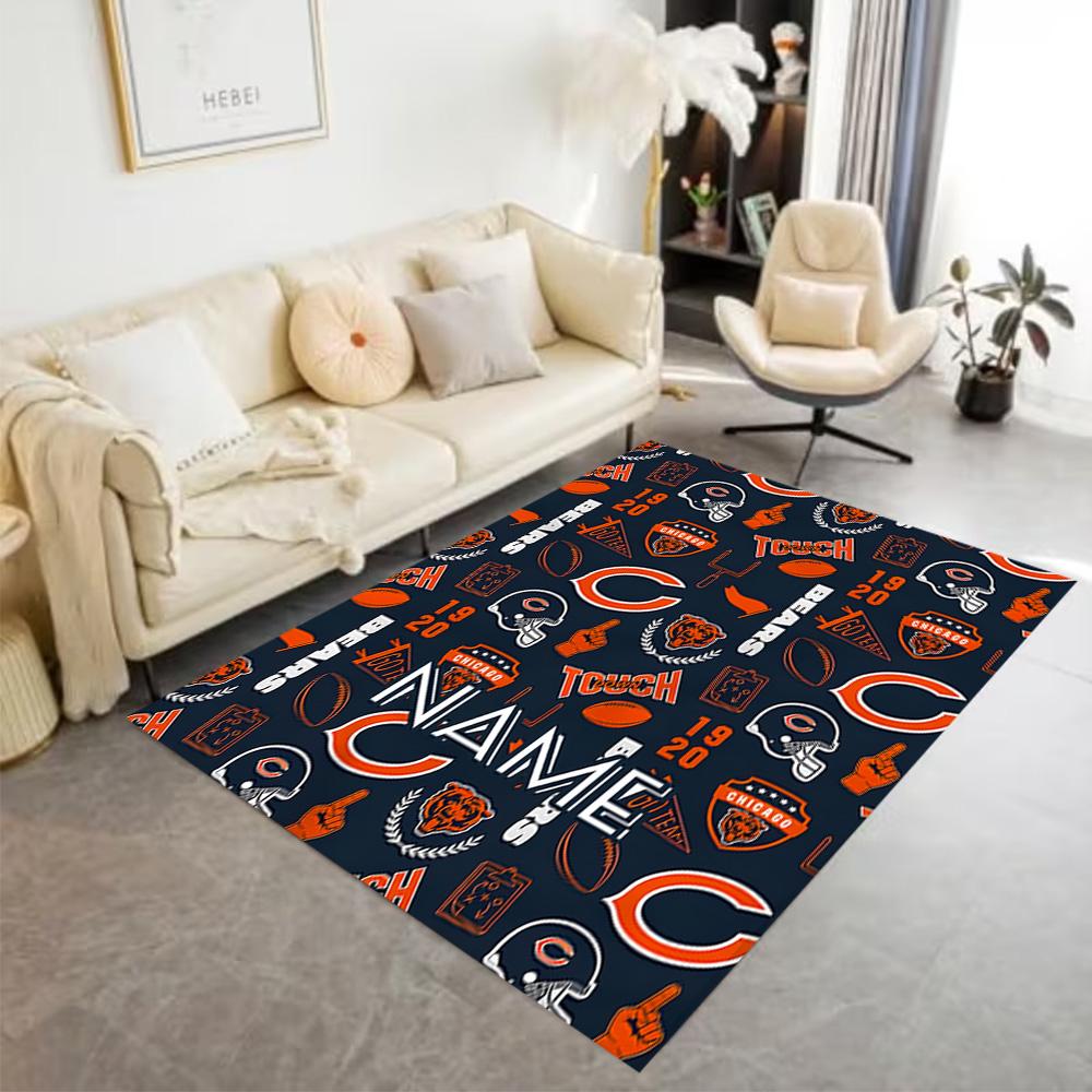 Chicago Bears Touchdown Celebration Personalized Name Area Rug Perfect for Dormitory Hallway Foyer Study room Antislip Carpet Anime Office Decor