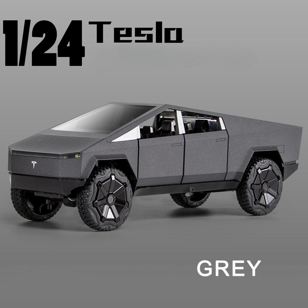 1/24 Tesla Cybertruck литая модель автомобиля из сплава миниатюрный металлический автомобиль грузовик рождественская игрушка для детей подарки детские игрушки для мальчиков
