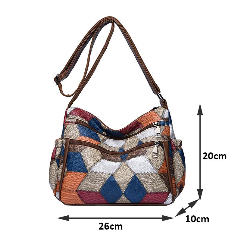 Women Messenger Bags Inclined Shoulder Bag New PU Leather Handbag Female Crossbody Bag Vintage Plaid Pattern Bag