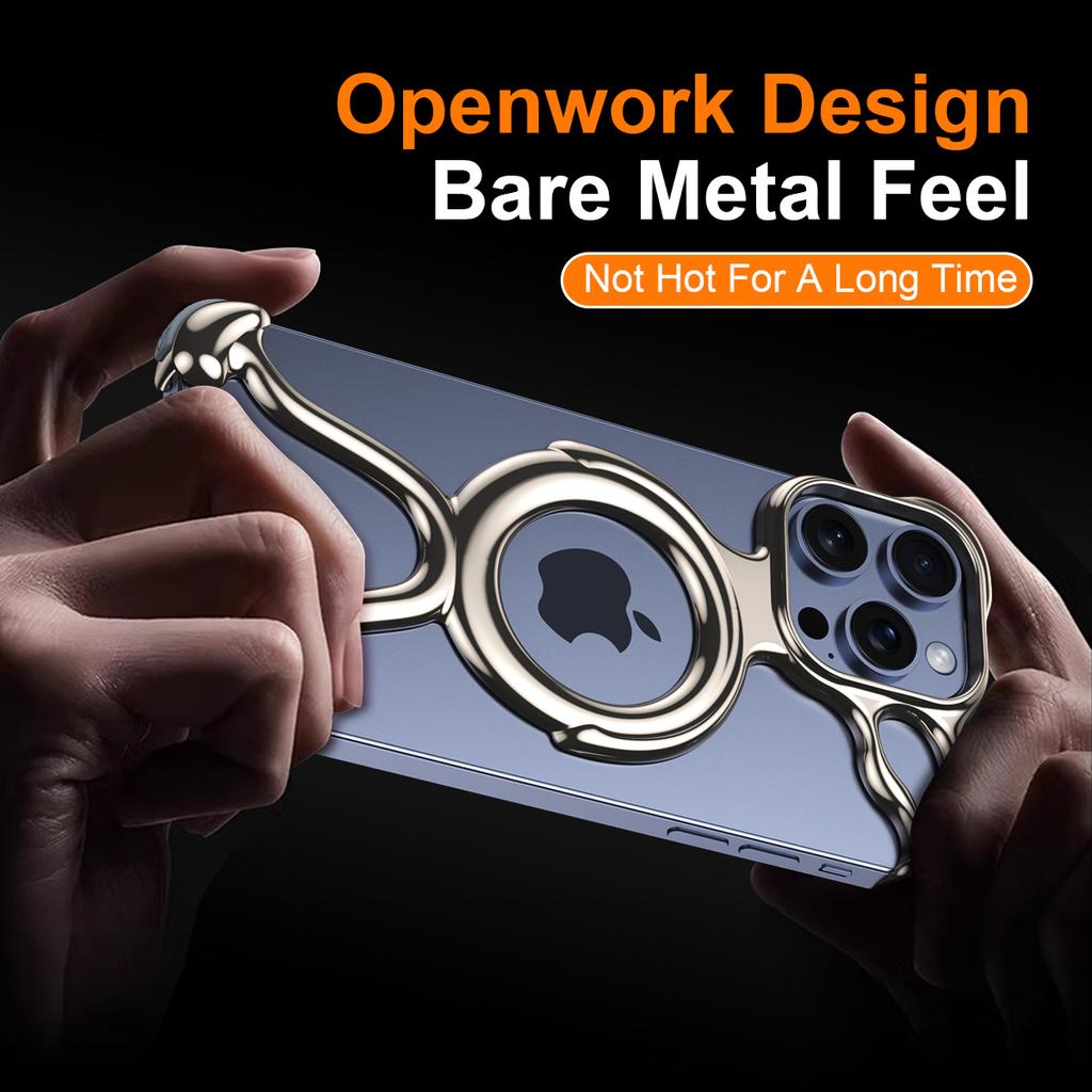 Роскошный чехол для мобильного телефона с магнитным жидким металлическим покрытием для iPhone 14 13 15 Pro Max, противоударный чехол с полым рассеивающим корпусом