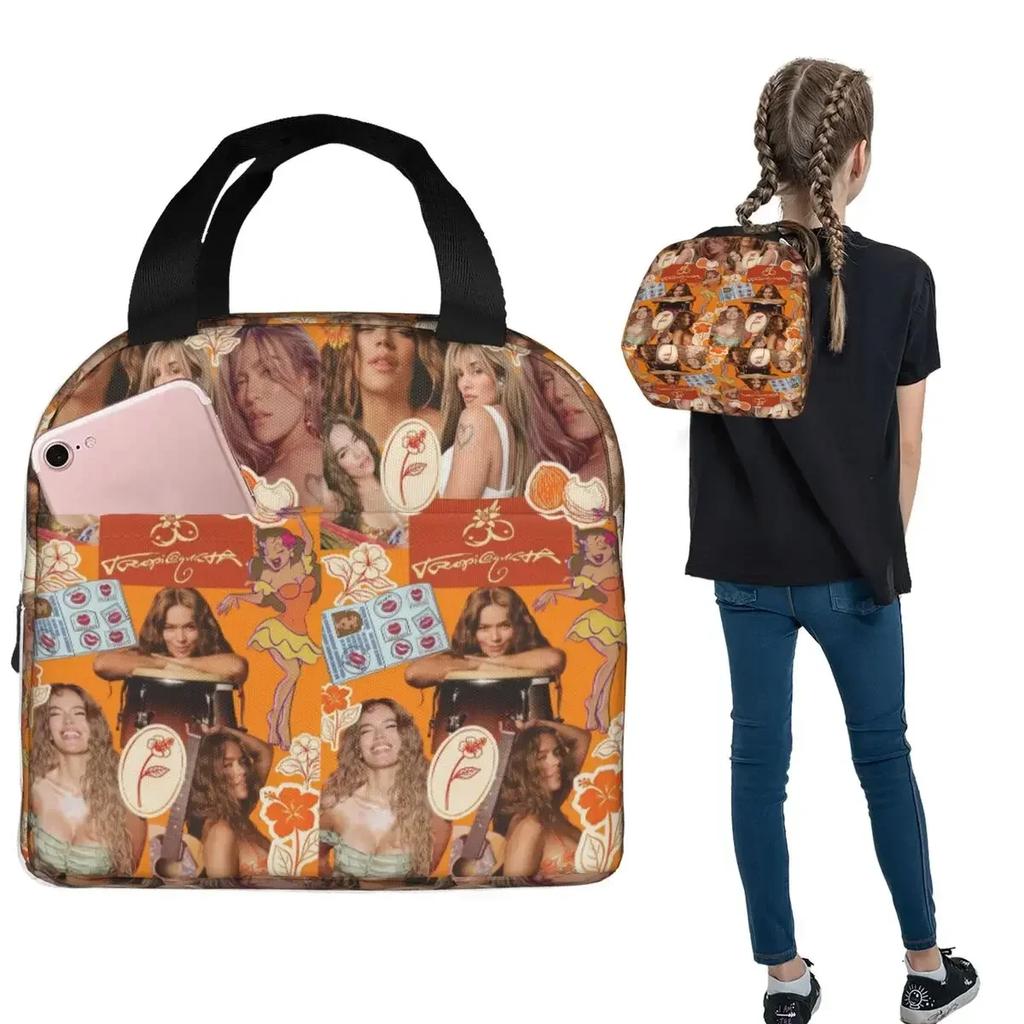 Karol G Tropicoqueta New Album Latina Insulated Lunch Bag for Women Kids Portable Food Boxes Thermal Lunch Box Tote