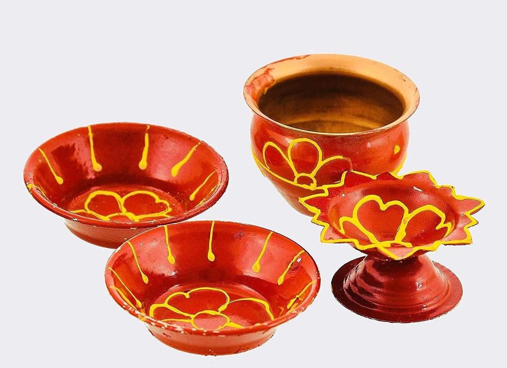 Karwachauth Thali Set - Karwachauth Pooja Stainless Steel Thali Set - Channi/Lota/Diya/Bowls