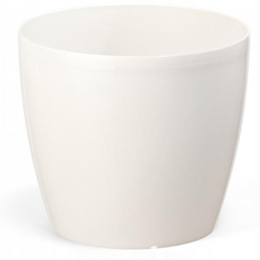 Cream plastic pot with cover, 13.5 cm, Magnolia