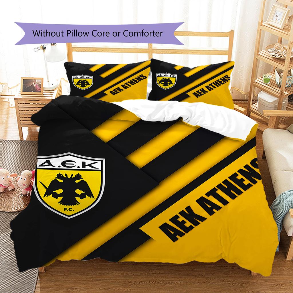AEK Athens Football Club LogoPattern Bedding,Quilt Set Quilt Cover Pillowcase Home Birthday Gift (1 * duvet cover + 2 * pillowcase, without core)