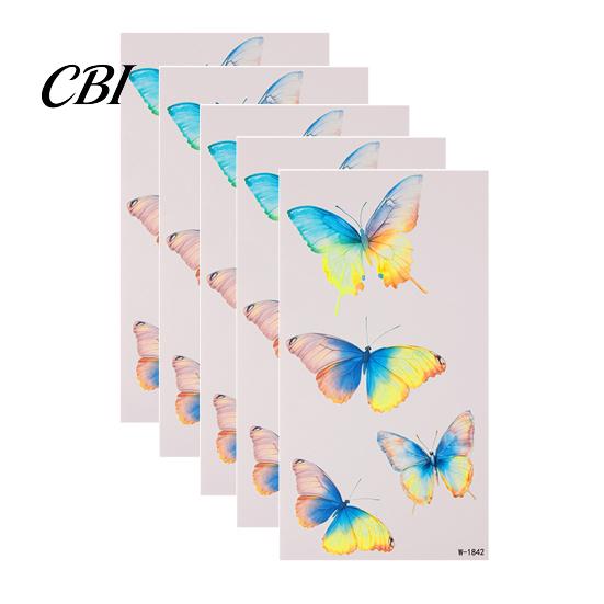 Temporary Body Art Decals 5 Sheets Butterfly Tattoo Stickers, Waterproof Flower Tattoos, Colorful Removable Stickers Face Tattoos for Parties