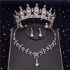 Качественные комплекты свадебных украшений из кристаллов для женщин, модные круглые серьги, комплект ожерелий, корона невесты, диадемы, выпускной, дубайские комплекты украшений