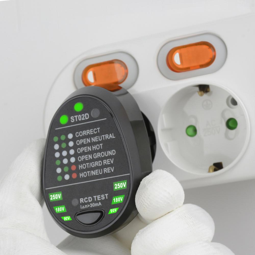 MESTEK Advanced RCD Electric Socket Tester Automatic Neutral Live Earth Wire Testing Circuit Polarity Detector Wall EU