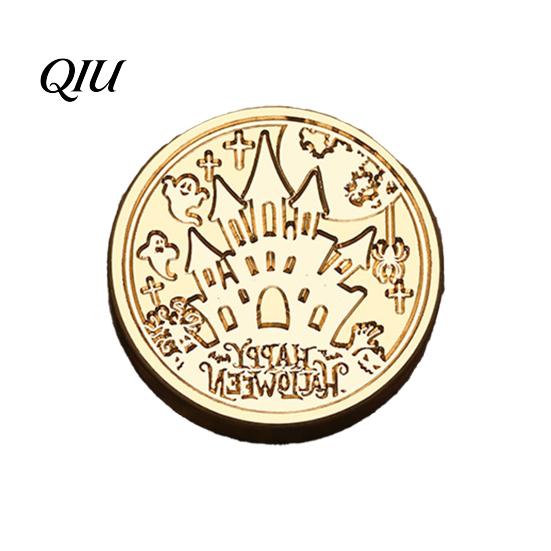 Wax Seal Head Replacement Halloween Themed Brass Stamp Head, Pumpkin Ghost Witch Bat Engraved Hand Account Decoration Sealing for Envelope Journal