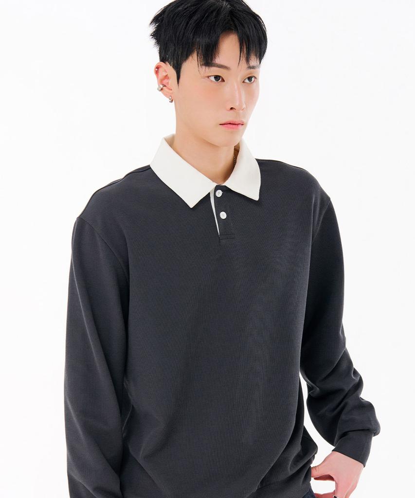 CHASECULT Men'S Collared Contrast Sweatshirt-Fark5116B0L