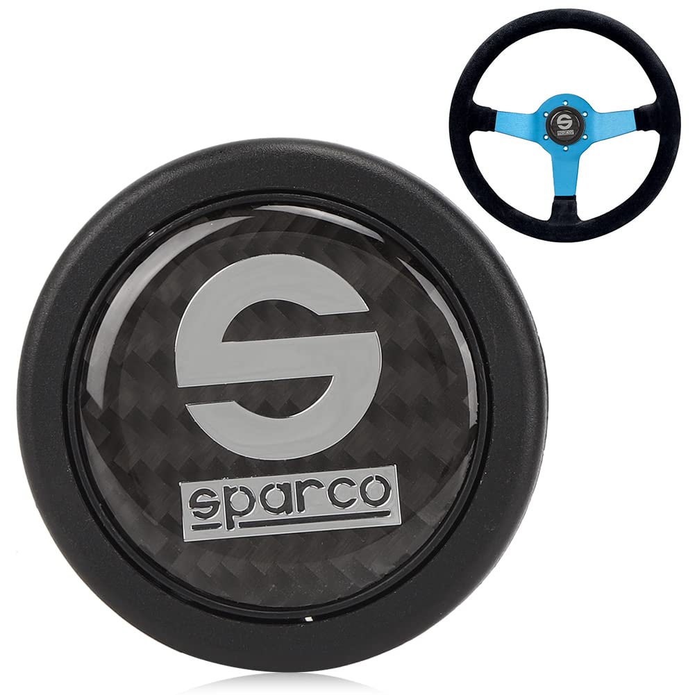 Car Steering Wheel Horn Button, 6 Hole Carbon Fiber External Horn Button Kit for Sparco Steering Wheel Car Modification Parts