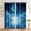 2pcs, Window Curtains Starry Night Sky Moon and Foggy Clouds Landscape Protecting Privacy Family Party Decoration Use for