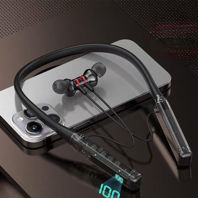 Спортивная Bluetooth-гарнитура с шейным ободком: Вставка для карты, Беспроводной, Мощный бас, HD-звонки, Отображение данных.