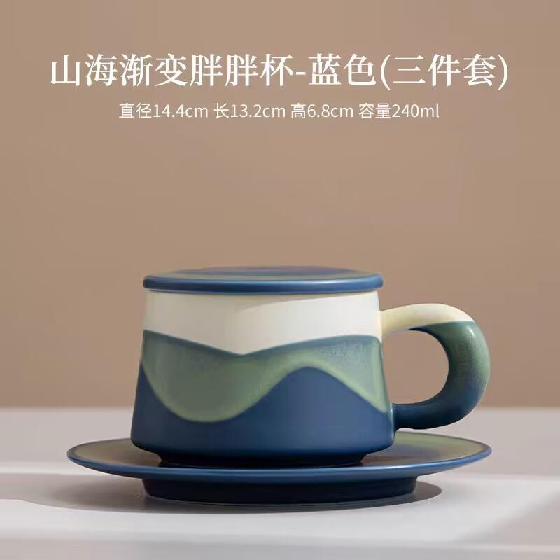 Gradually Change Coffee Cup And Saucer Set Ceramic With Lid Home Office Afternoon Tea Cup Couple Gift
