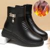 Leather Women Boots Winter Thick Wool Lined Leather Women Snow Boots Large Size Women Winter Shoes