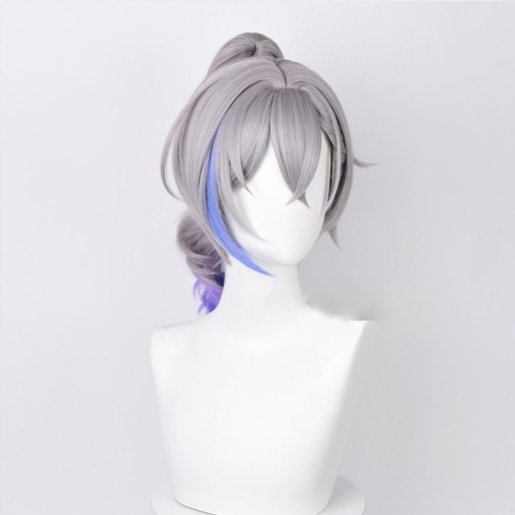 Silver Wolf Cosplay Wig Medium Length, Hand-woven With High-temperature Fiber